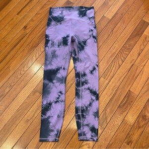 Lululemon Power Thru High-Rise Legging Tie Dye Purple Graphite Grey NWOT size 6